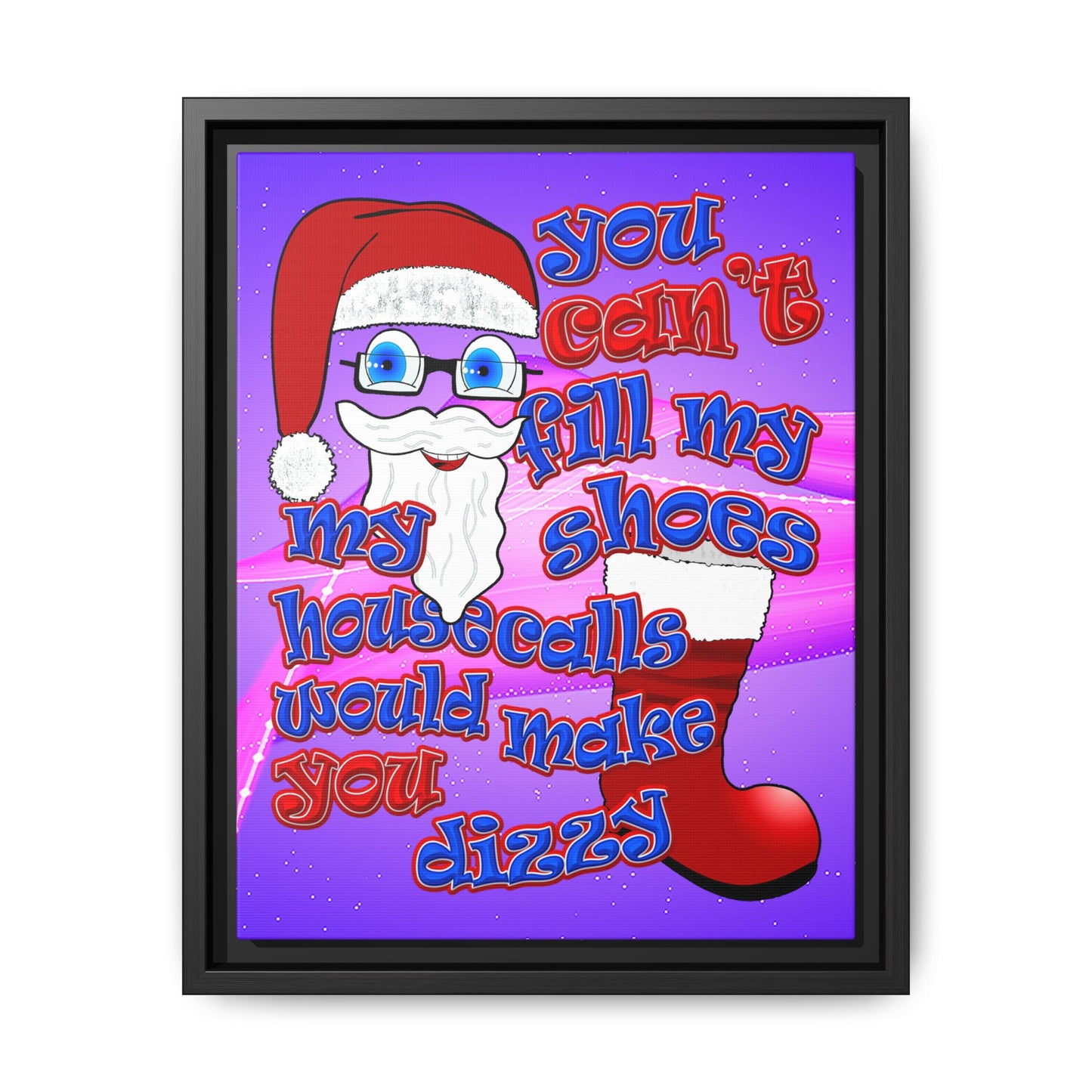 santa's shoes - framed canvas art (purple-pink wave)