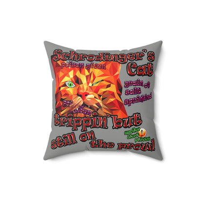 schrodinger's cat - Faux Suede Square Pillow - (grey)