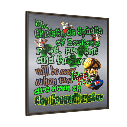 christmas spirits of boston - framed canvas art (brushed nickel)