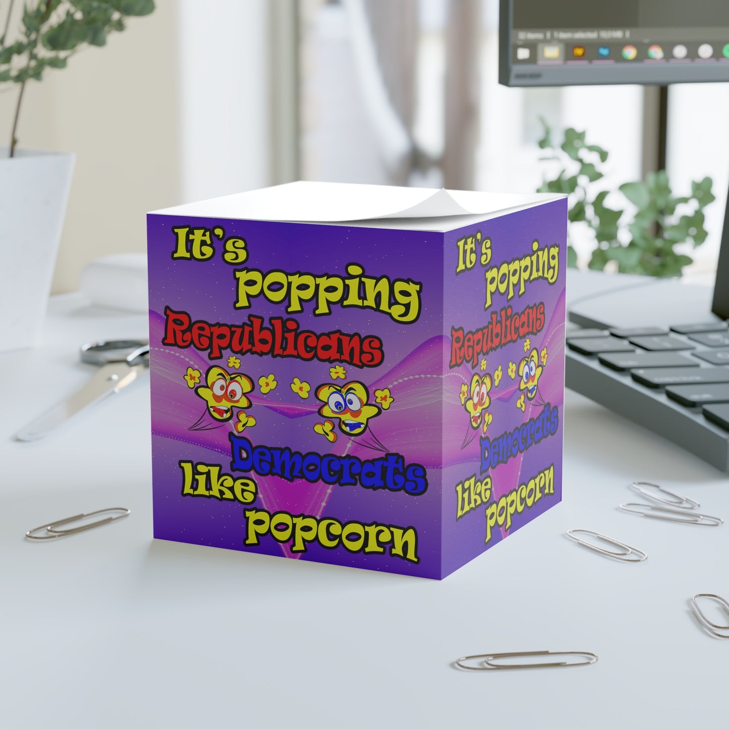 popping like popcorn - note cube (purple-pink wave)