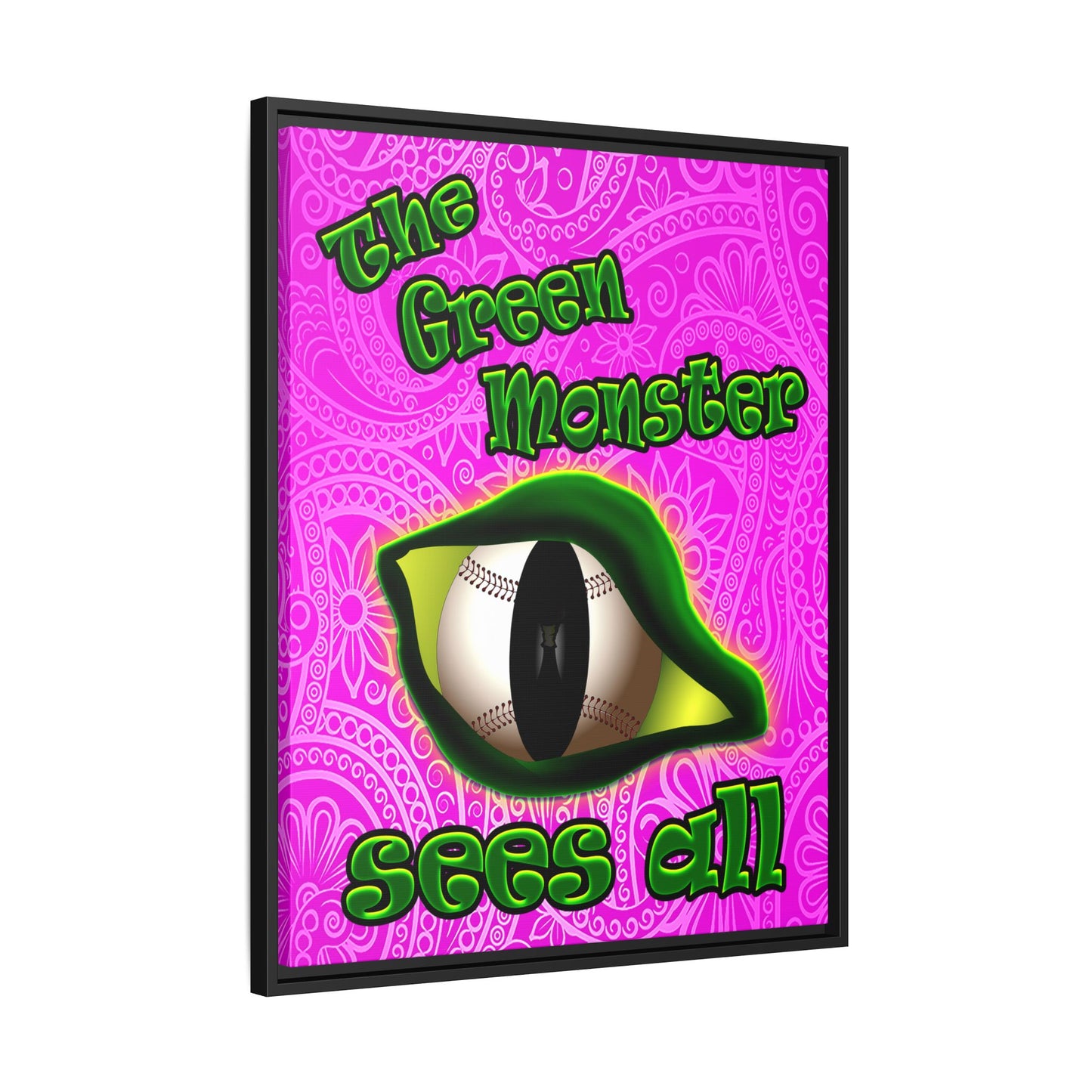 green monster - framed canvas art (pink swirl)