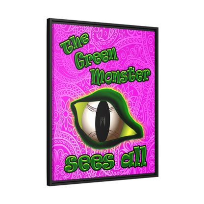 green monster - framed canvas art (pink swirl)