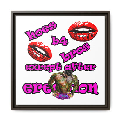hoes b4 bros - framed canvas art (white)