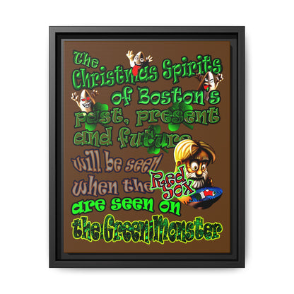christmas spirits of boston - framed canvas art (brown)