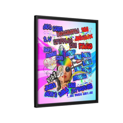 drop the beat - framed canvas art (light blue-pink wave)
