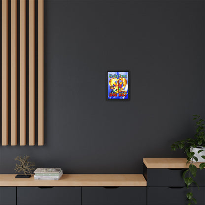 love peace - framed canvas art (blue-white wave)
