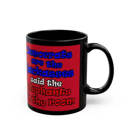 donkeys and elephants - Black Mug (dark red)