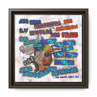 drop the beat - framed canvas art (white marble)