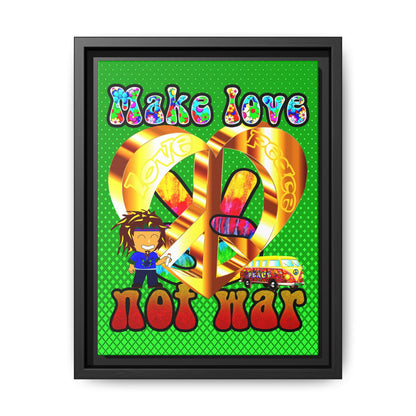 love peace - framed canvas art (logo green)