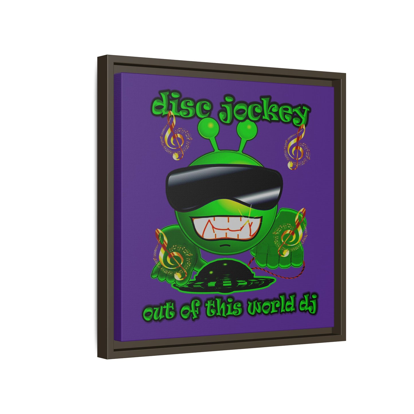 disc jockey - framed canvas art (purple)