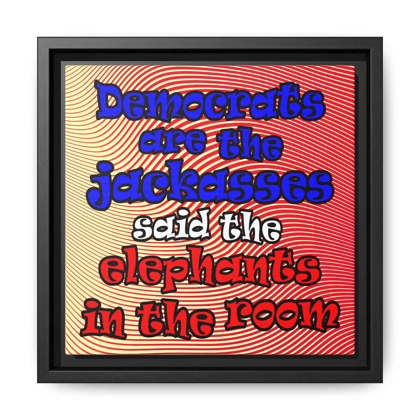 donkeys and elephants - framed canvas art (yellow-orange wave)