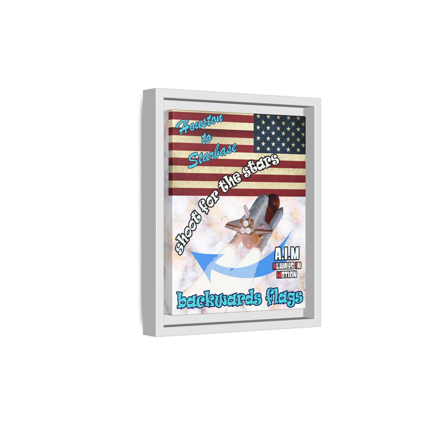 shoot for the stars - framed canvas art (white marble)
