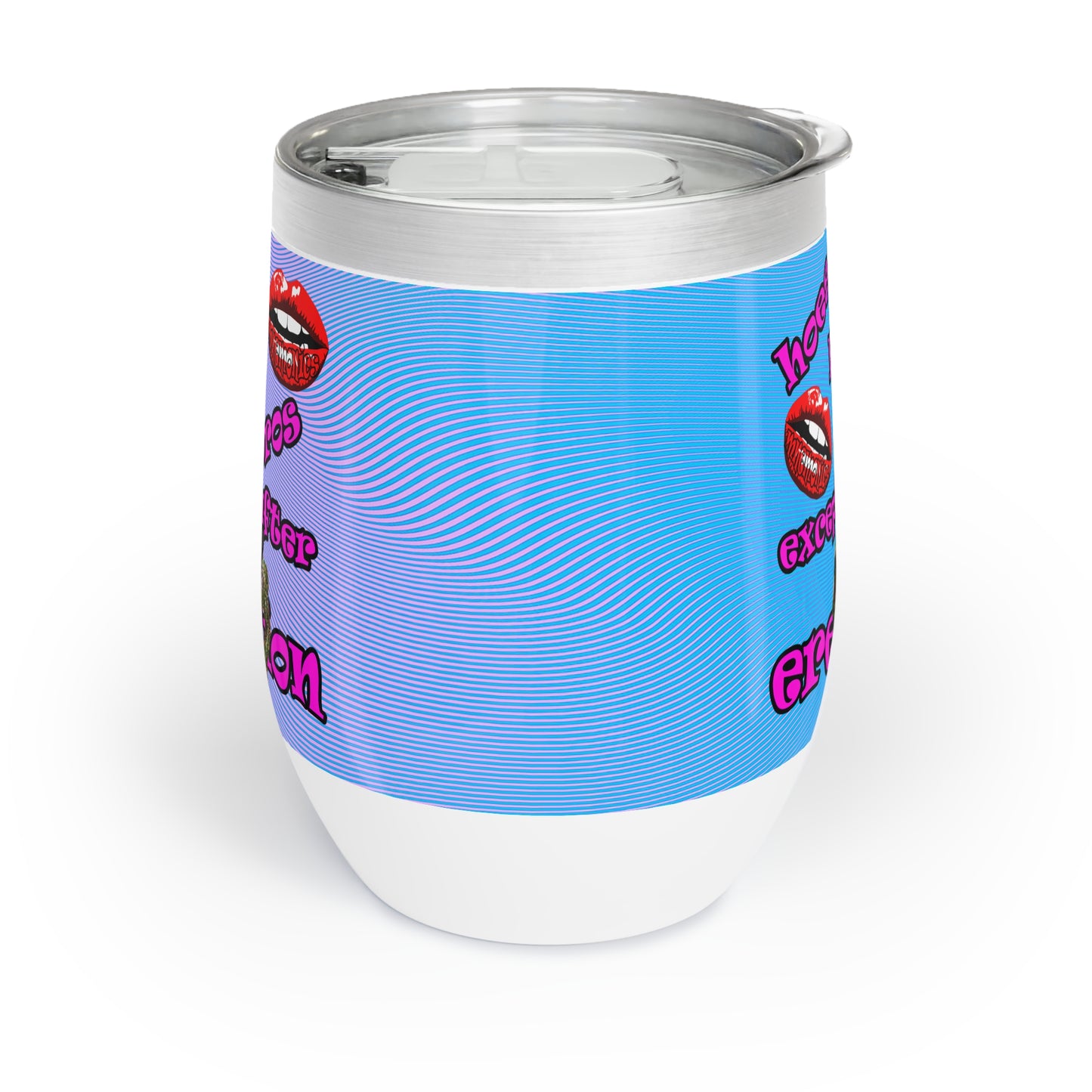 hoes b4 bros - Chill Wine Tumbler (light blue-purple wave)