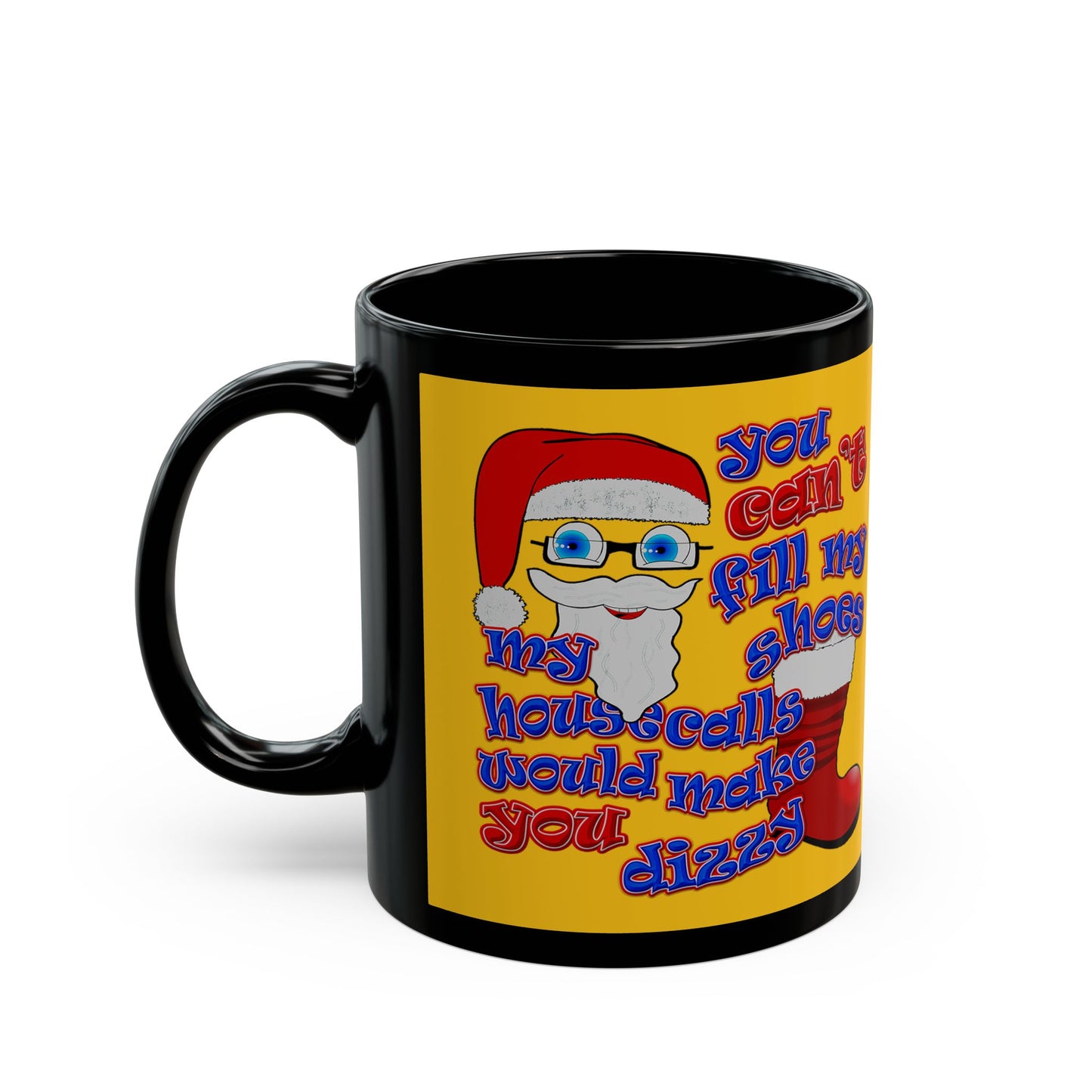 santa's shoes - Black Mug (yellow)