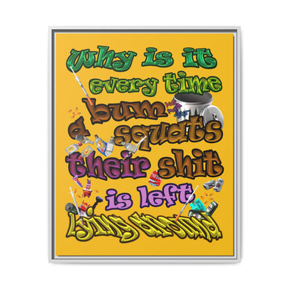 the bum's shit - framed canvas art (yellow)