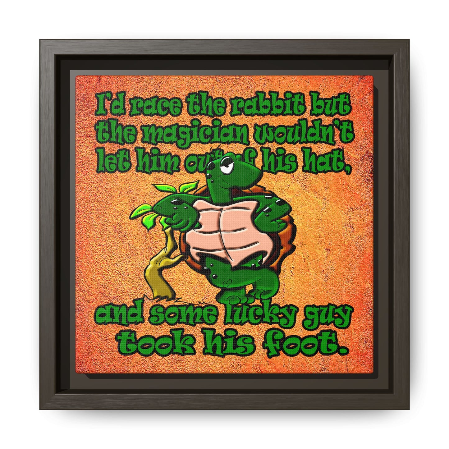 turtle race - framed canvas art (burnt orange)
