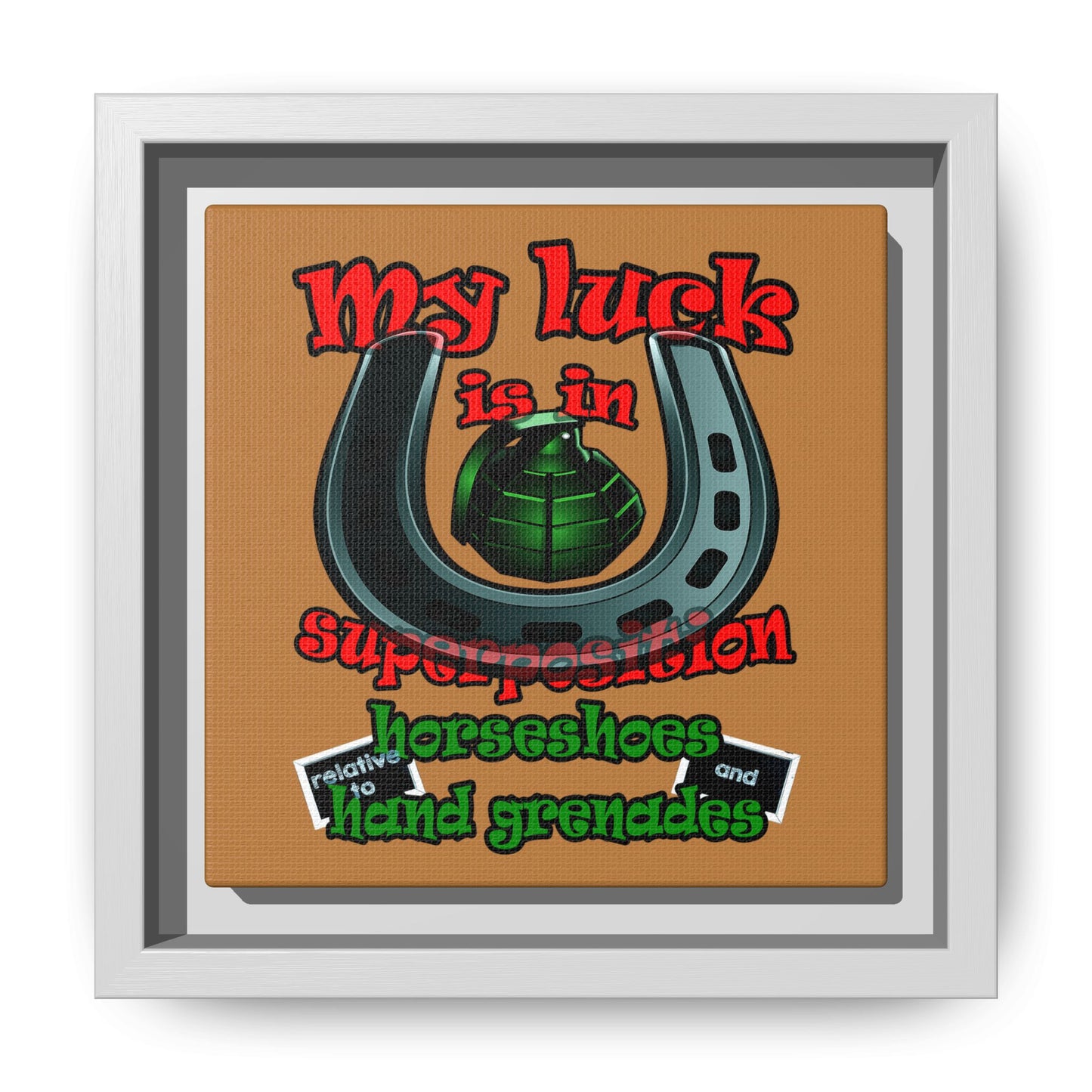 my luck - framed canvas art (light brown)