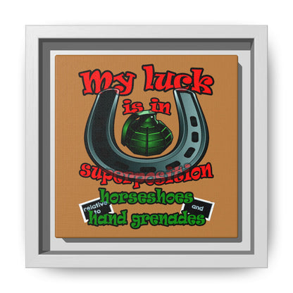 my luck - framed canvas art (light brown)