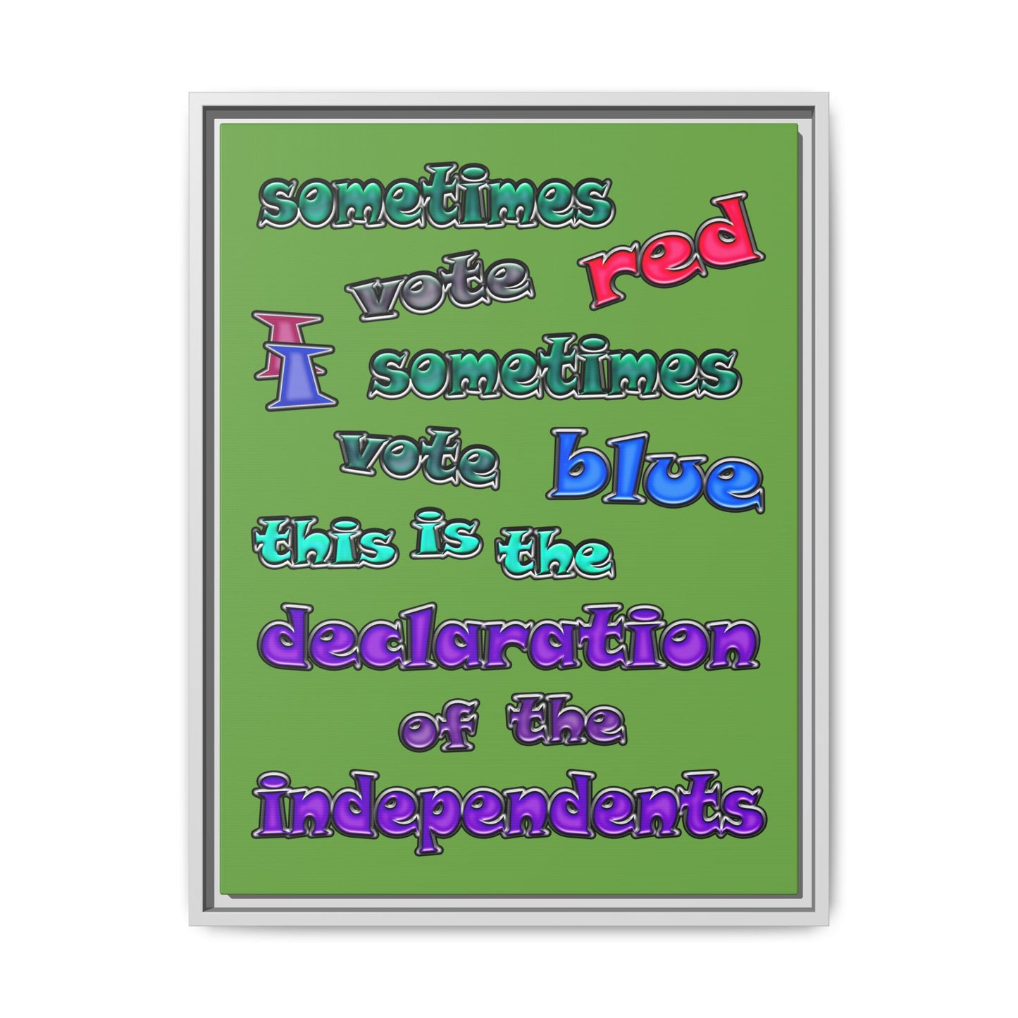 declaration of the independents - framed canvas art (green)