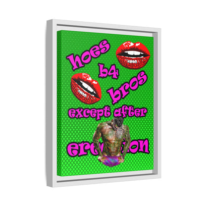 hoes b4 bros - framed canvas art (logo green)