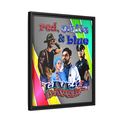 rw&b lives matter - framed canvas art (rainbow split)
