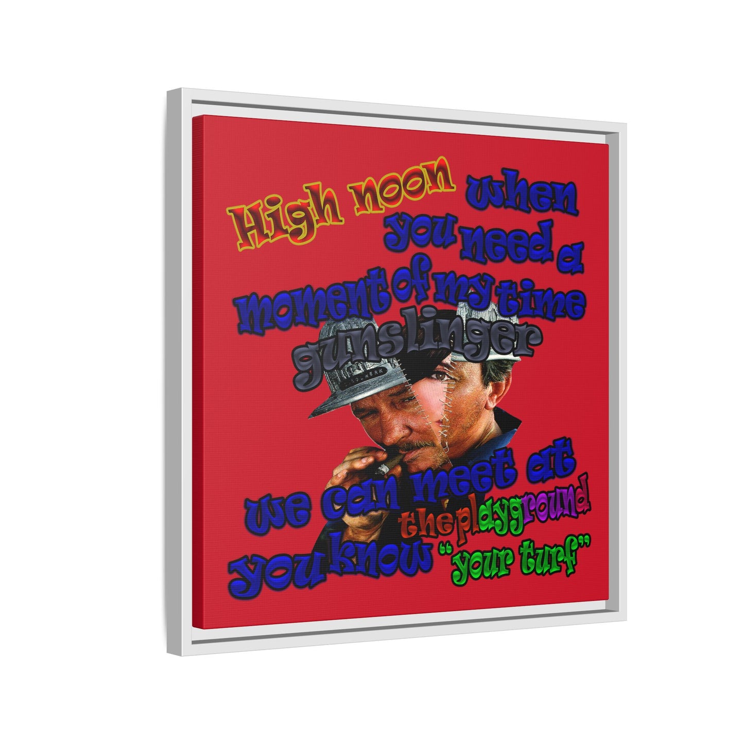 high noon - framed canvas art (dark red)