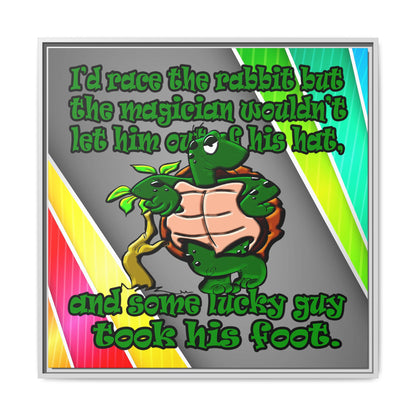 turtle race - framed canvas art (rainbow split)
