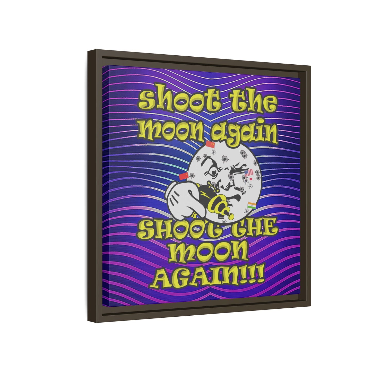 shoot the moon again - framed canvas art (purple wave)