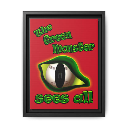 green monster - framed canvas art (dark red)