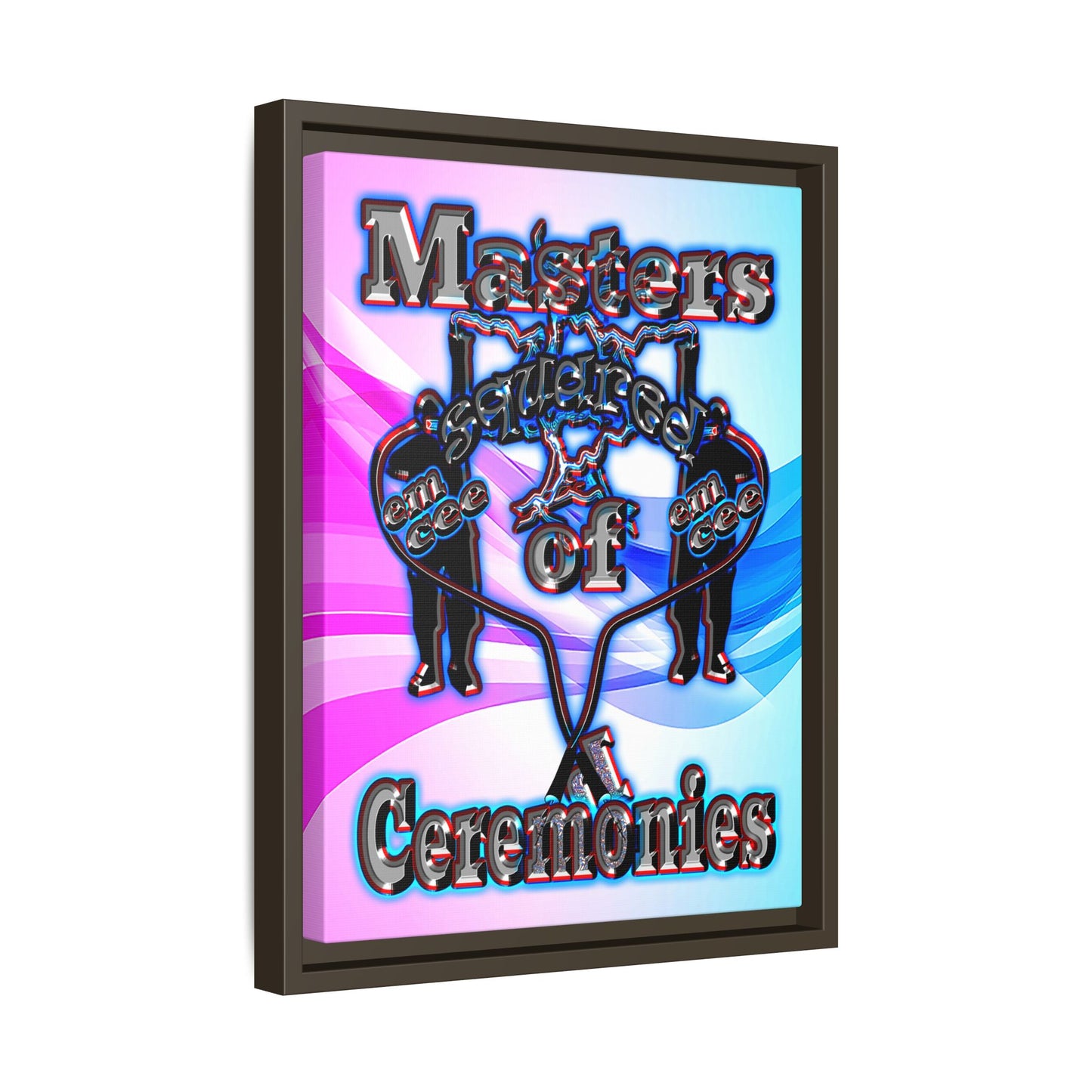 em cee squared - framed canvas art (light blue-pink wave)
