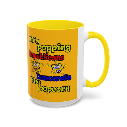 popping like popcorn - Accent Mug (yellow)