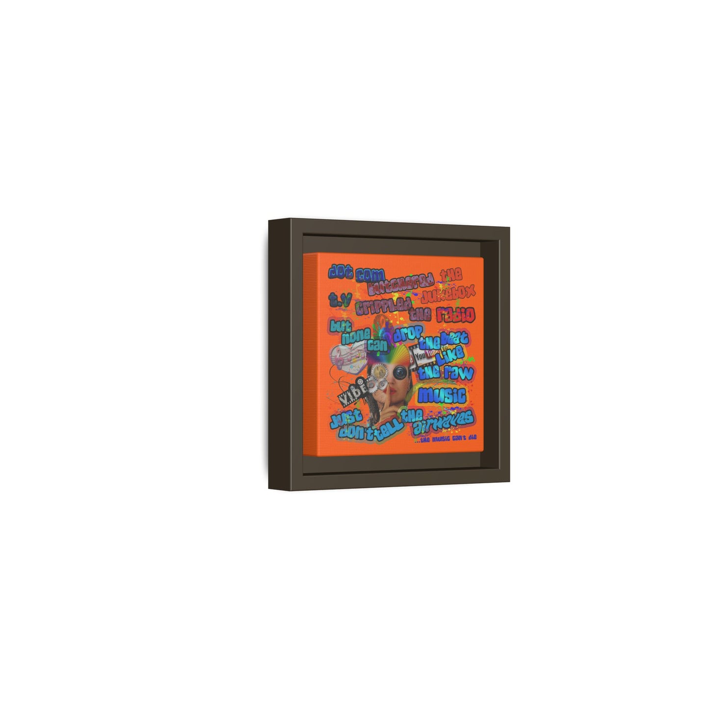 drop the beat - framed canvas art (orange)
