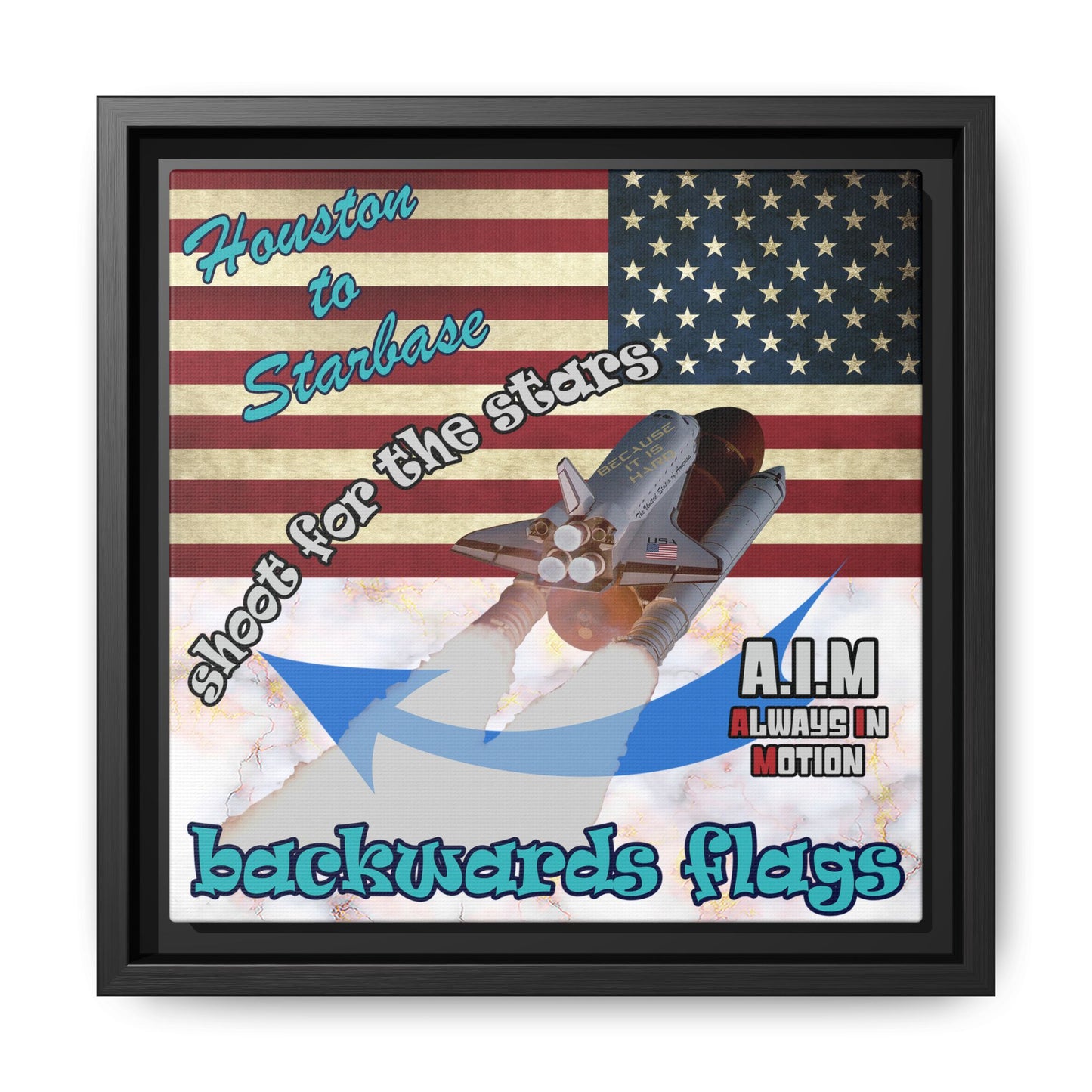 shoot for the stars - framed canvas art (white marble)