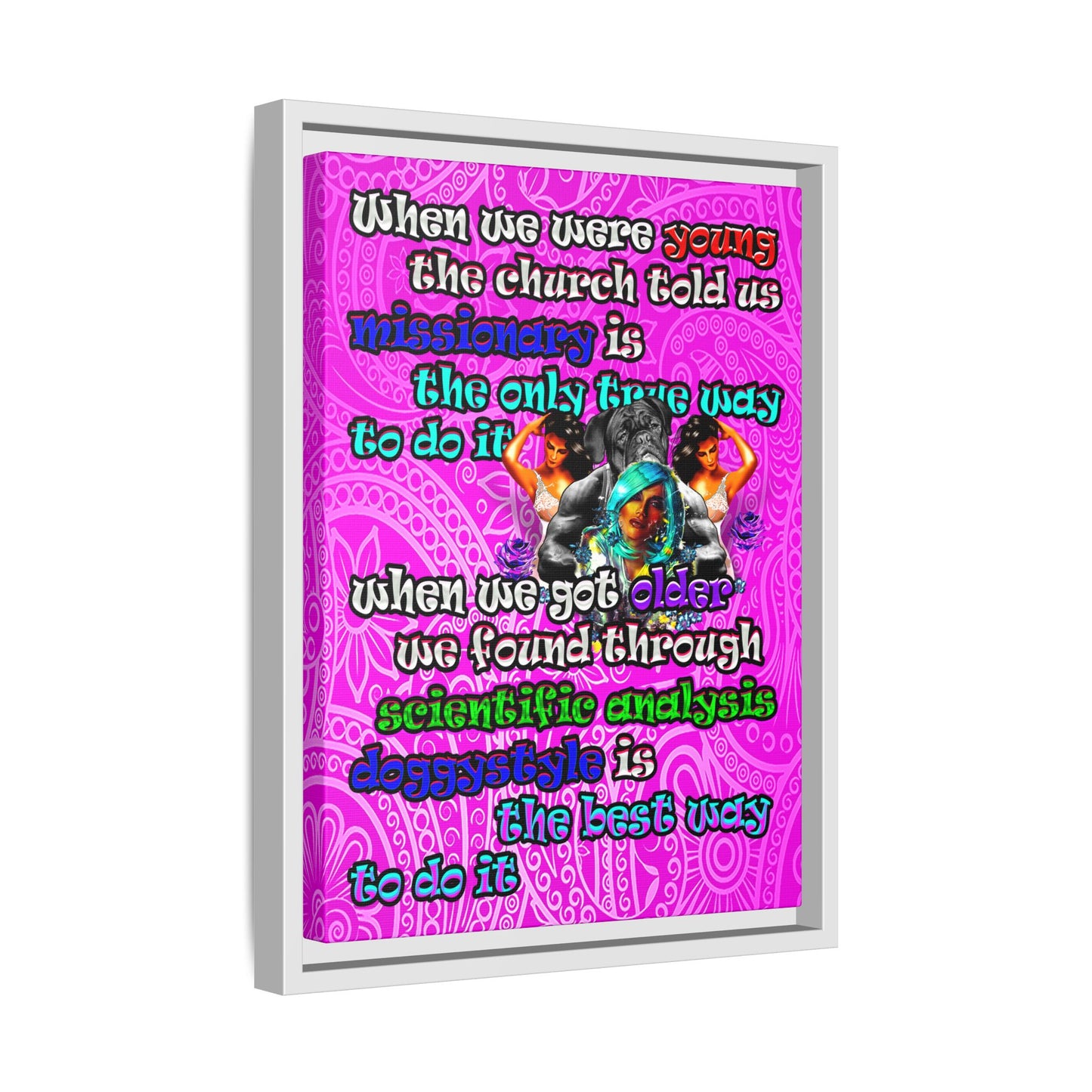 doggystyle - framed canvas art (pink swirl)
