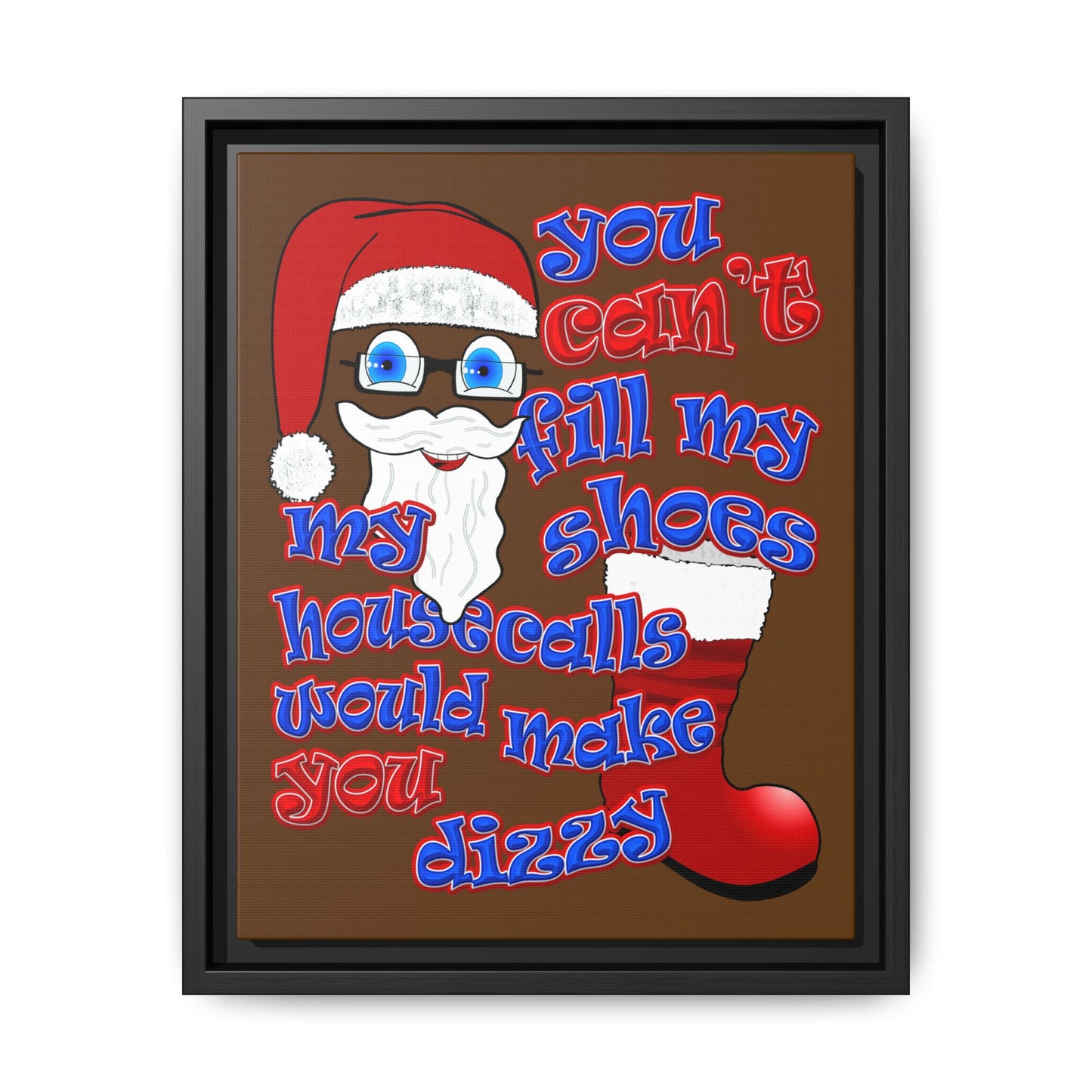 santa's shoes - framed canvas art (brown)