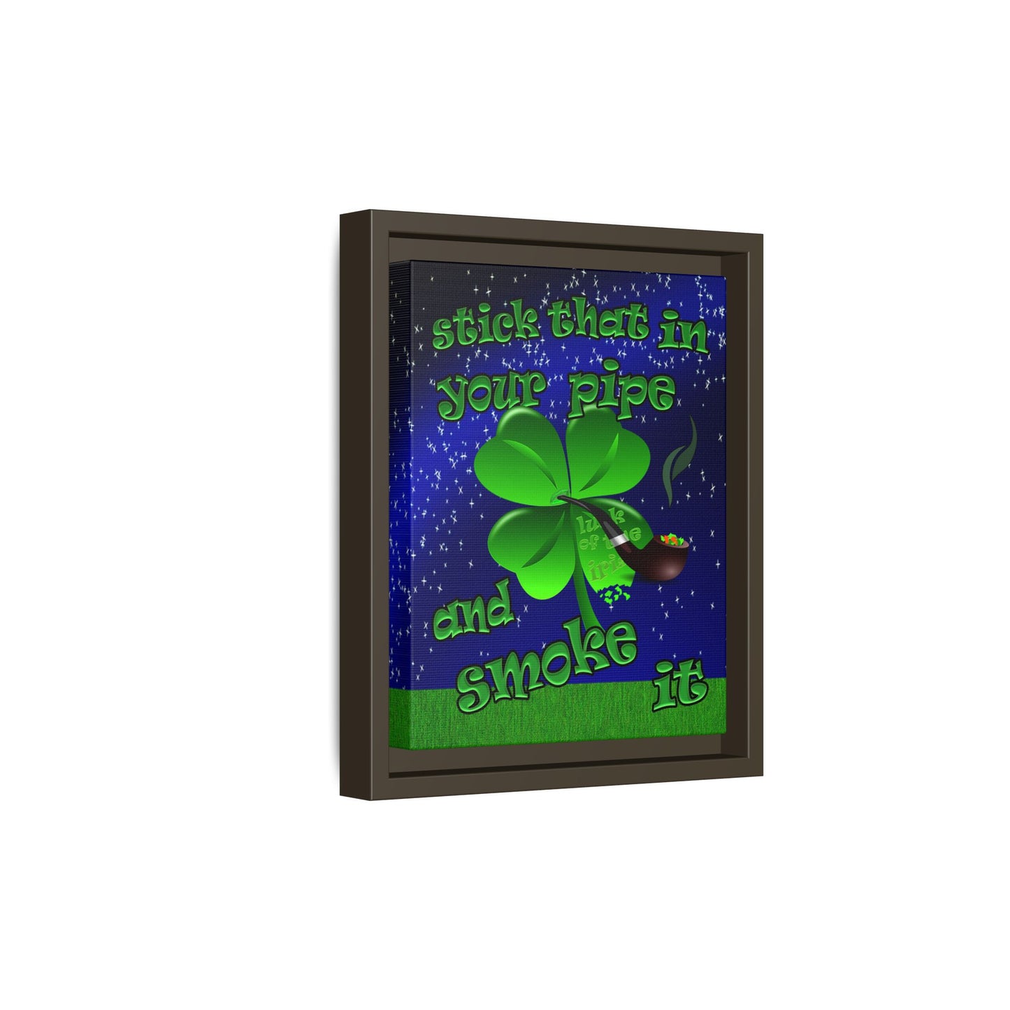 stick that in your pipe and smoke it - framed canvas art ('snoops' background)