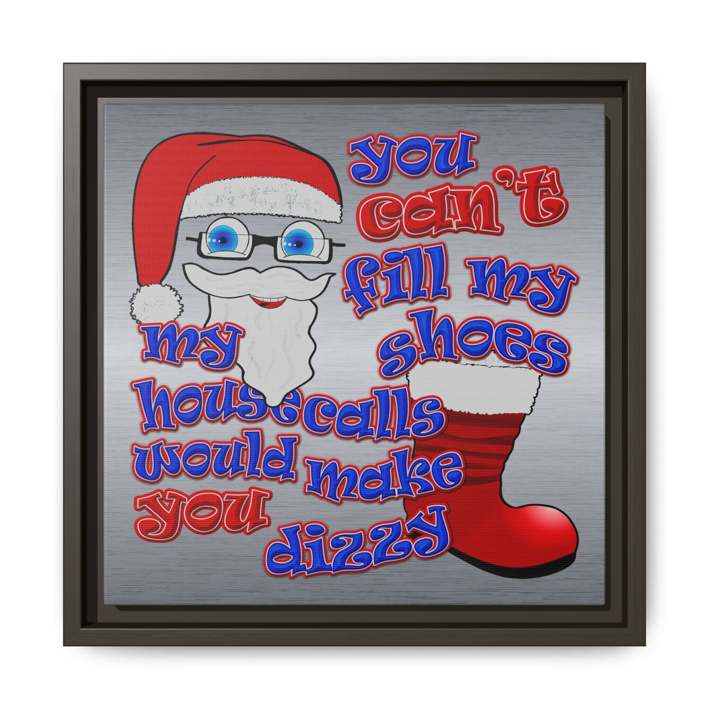 santa's shoes - framed canvas art (brushed nickel)