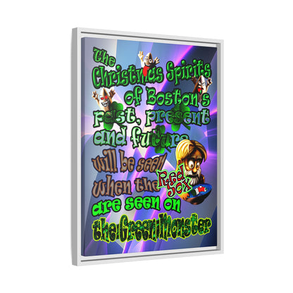 christmas spirits of boston - framed canvas art (grey-pink wave)