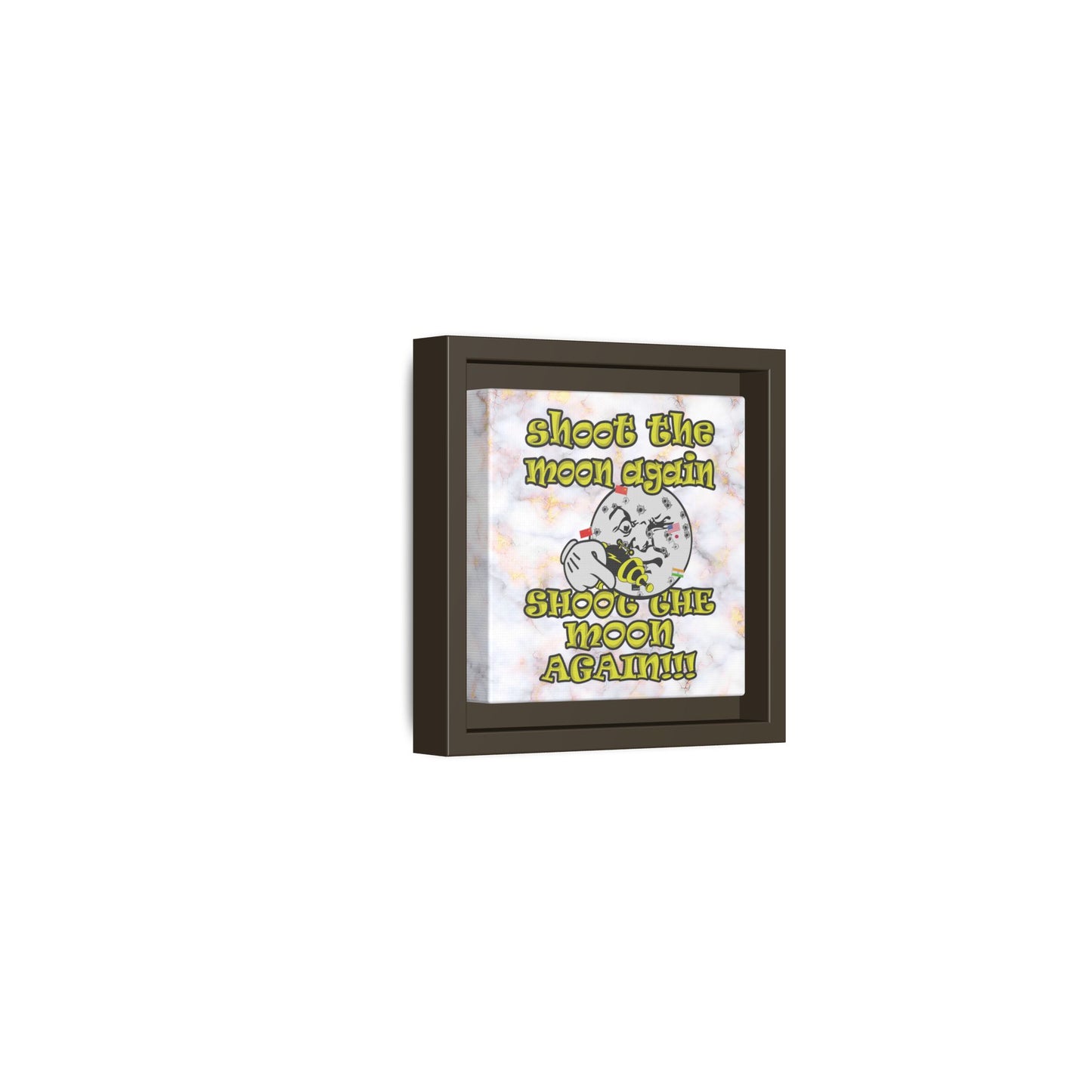 shoot the moon again - framed canvas art (white marble)