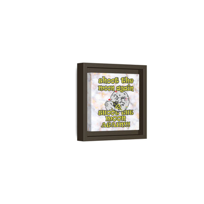 shoot the moon again - framed canvas art (white marble)
