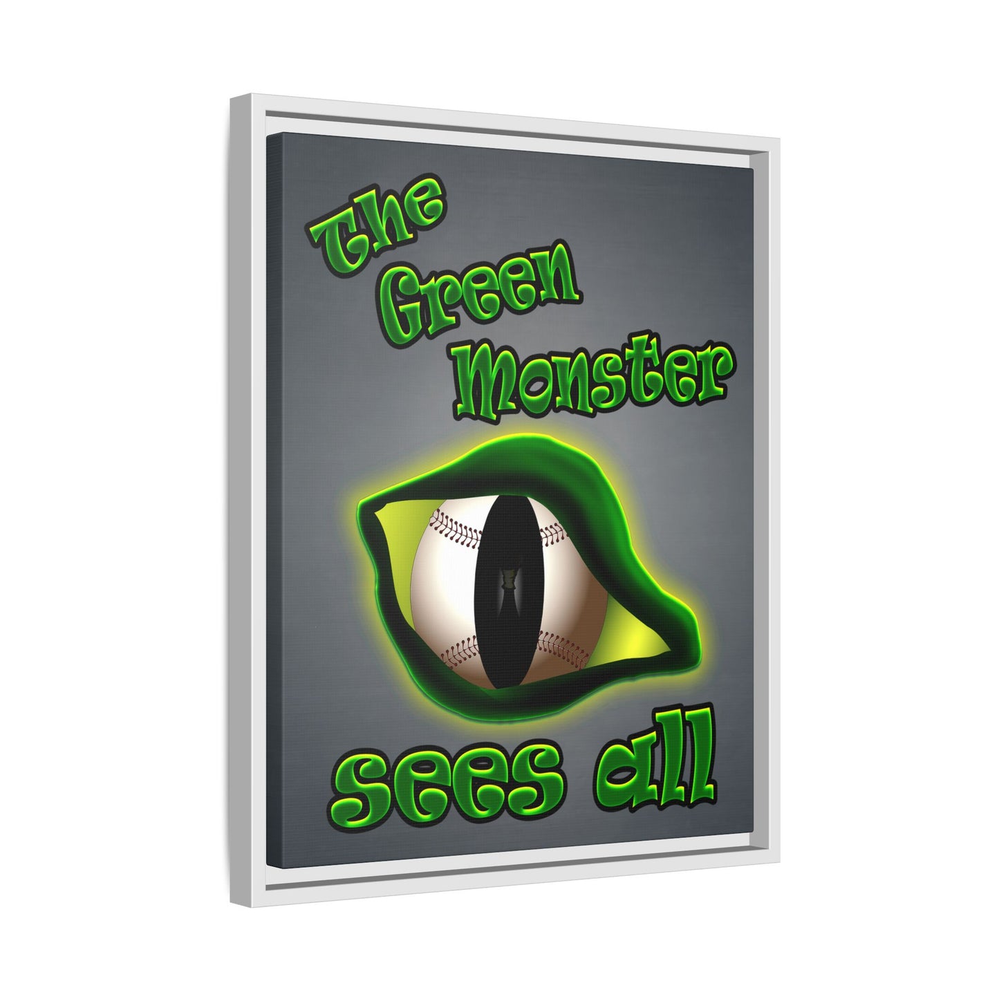 green monster - framed canvas art (grey-light grey)