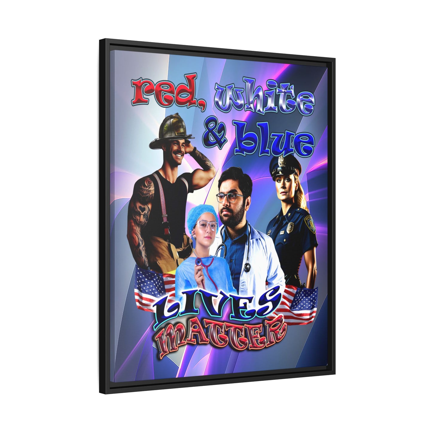 rw&b lives matter - framed canvas art (grey-pink wave)
