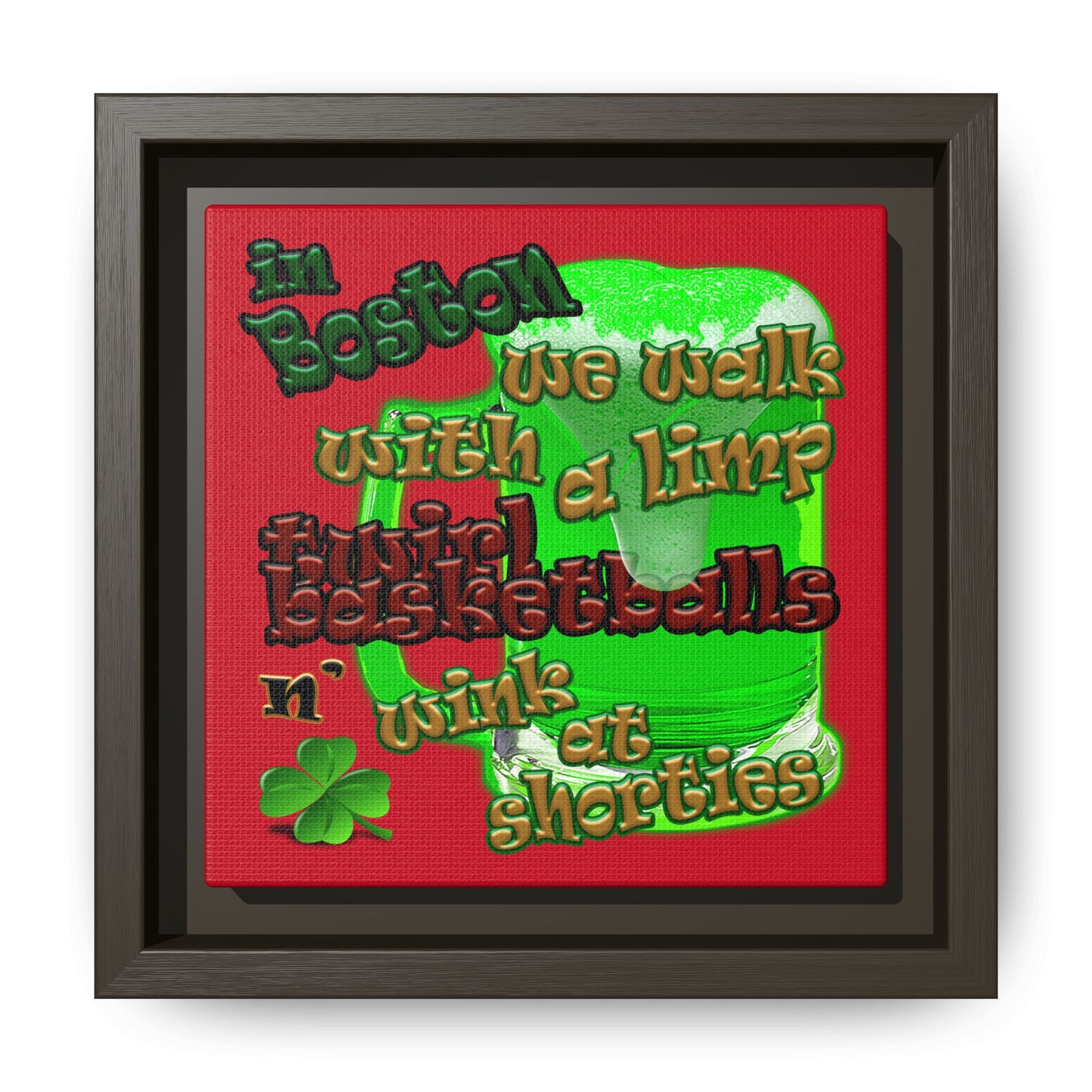 celtics logo - framed canvas art (dark red)
