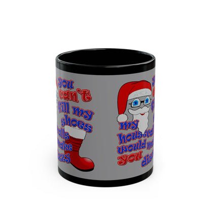 santa's shoes - Black Mug (grey)