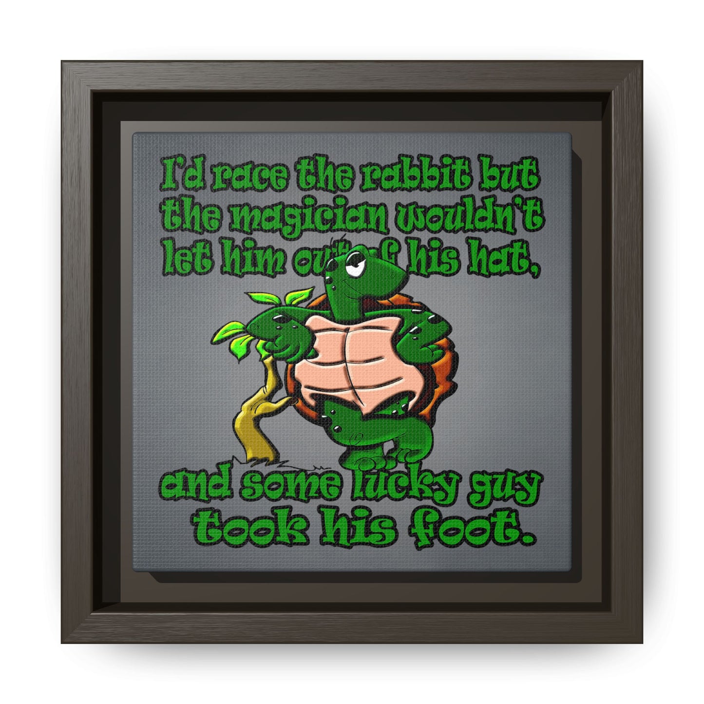 turtle race - framed canvas art (grey-light grey)