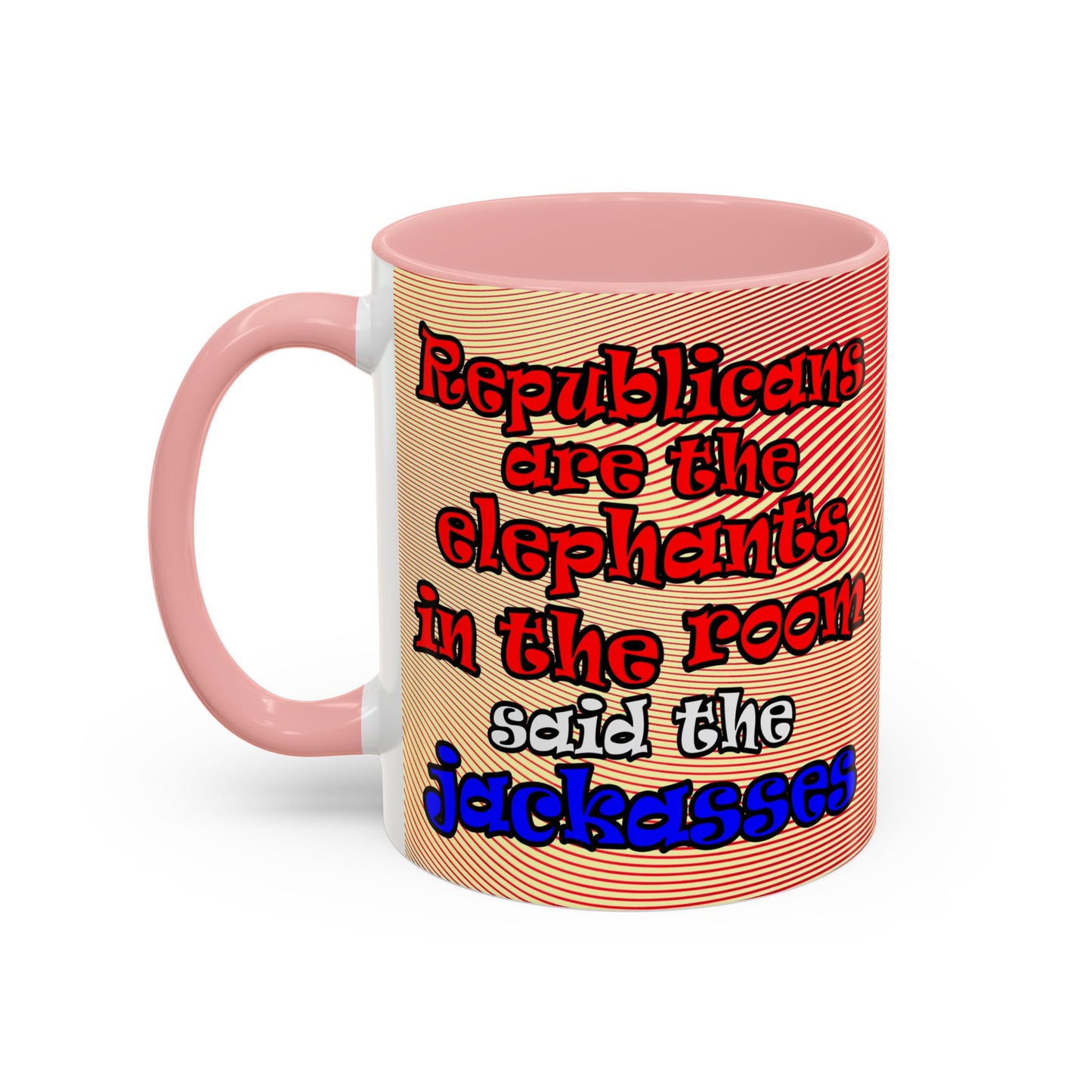 donkeys and elephants - Accent Mug (yellow-orange wave)