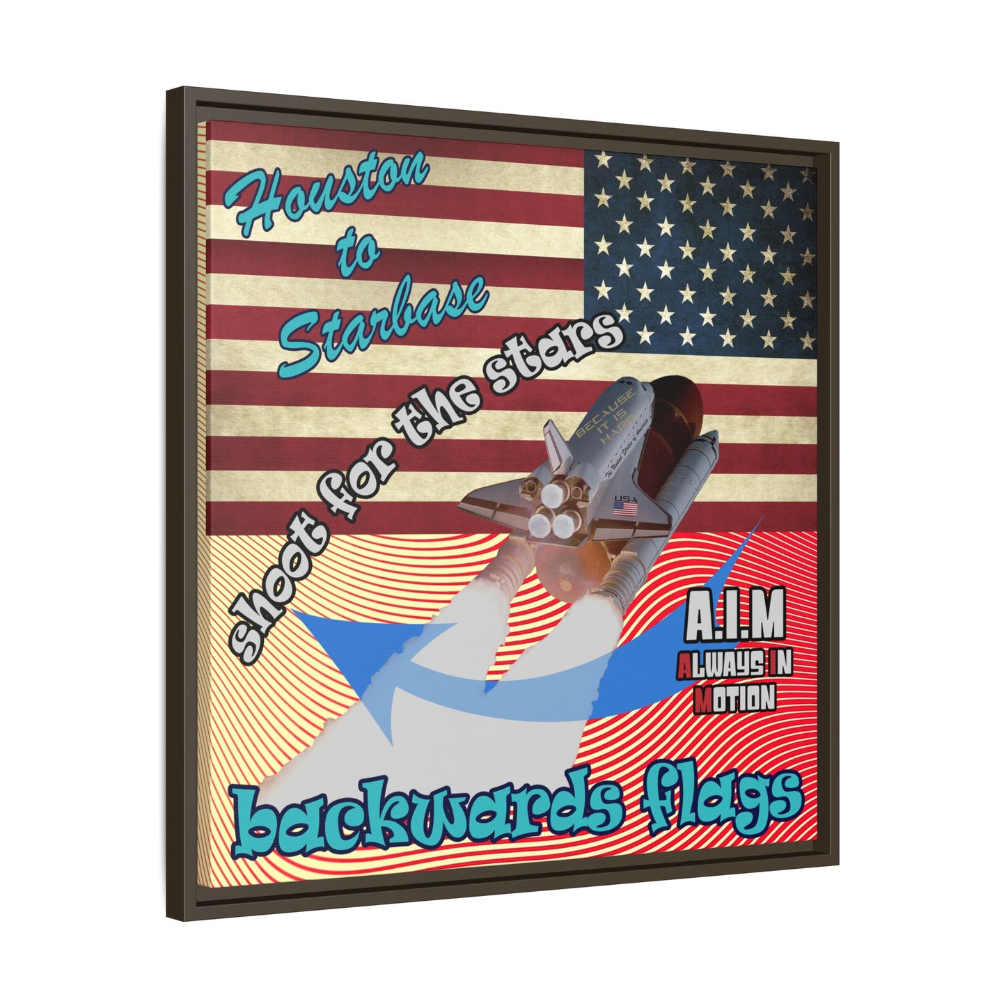 shoot for the stars - framed canvas art (yellow-orange wave)