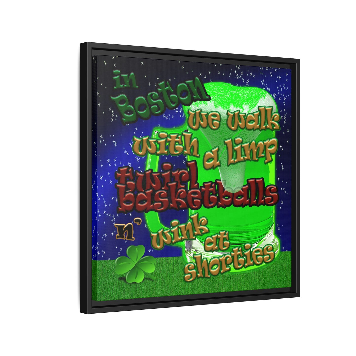 celtics logo - framed canvas art ('snoops' background)