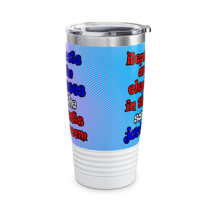 donkeys and elephants - Ringneck Tumbler, 20oz (light blue-purple wave)