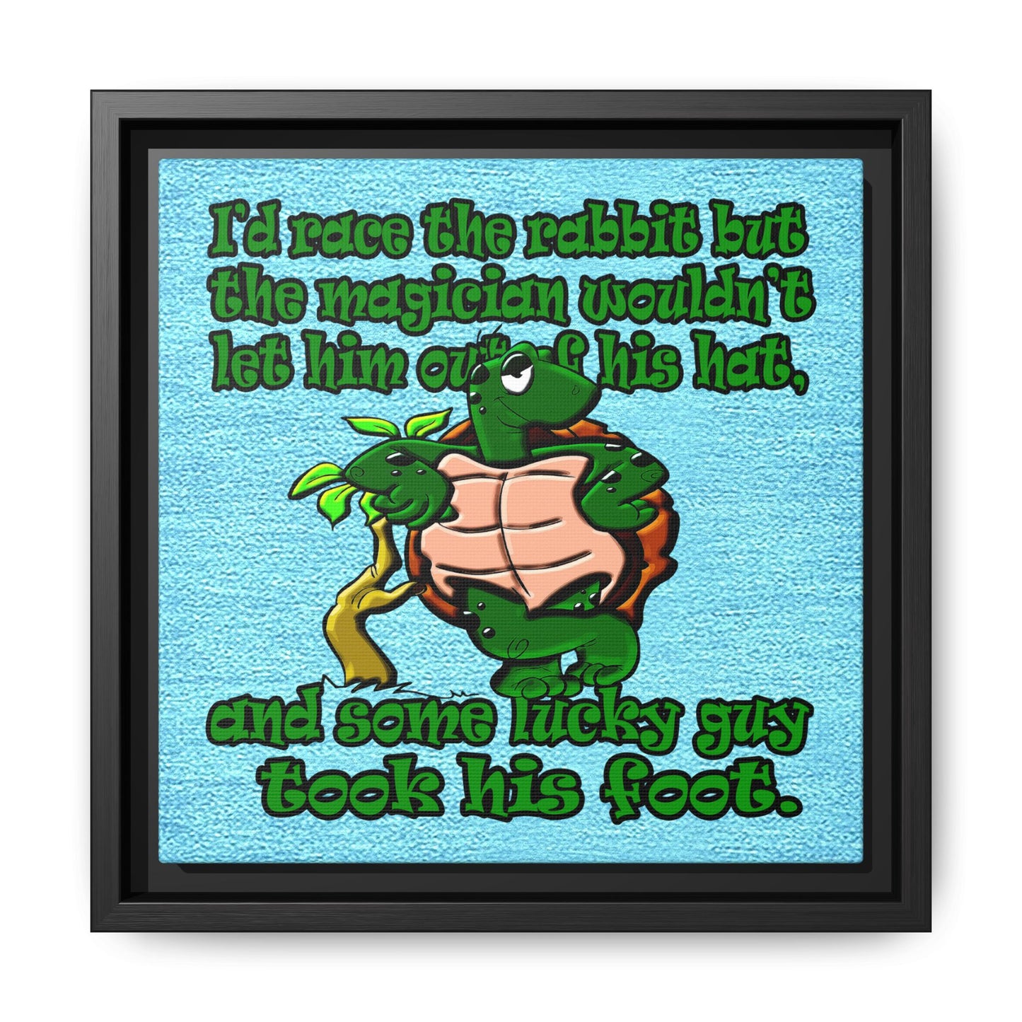 turtle race - framed canvas art (faded blue)